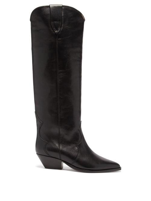 Ladies Shoes Isabel Marant - Denvee Suede Knee-high Boots - Womens - Black