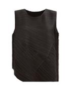 Pleats Please Issey Miyake - Glow Asymmetric Technical-pleated Top - Womens - Black