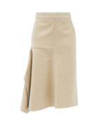 Matchesfashion.com Tibi - Asymmetric Flannel Midi Skirt - Womens - Camel
