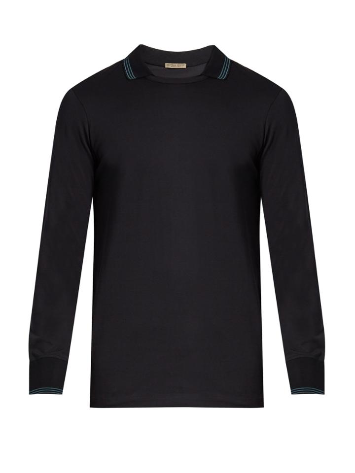 Bottega Veneta Long-sleeved Contrast-panel Polo Shirt