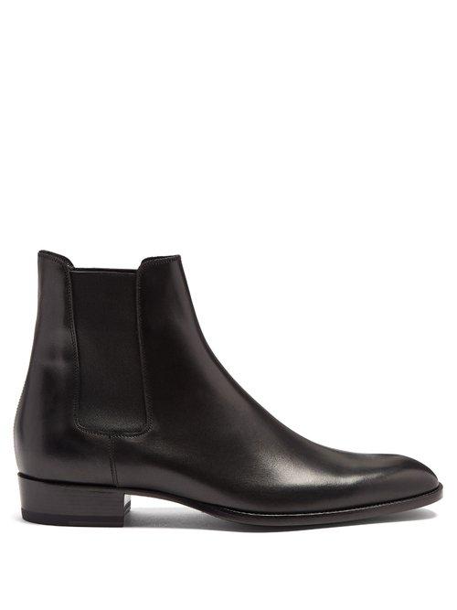 Matchesfashion.com Saint Laurent - Wyatt Leather Chelsea Boots - Mens - Black