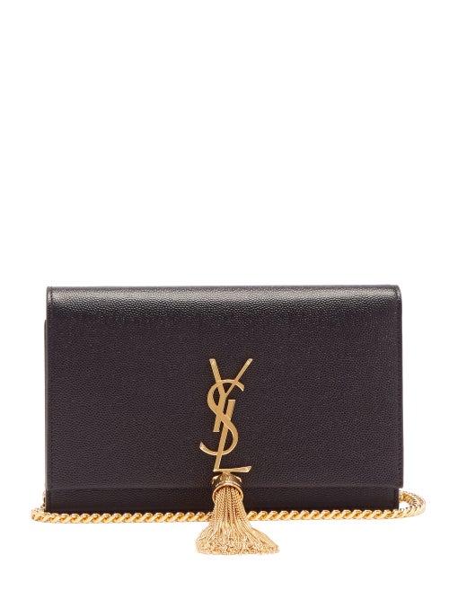 Matchesfashion.com Saint Laurent - Kate Tassel Grained-leather Shoulder Bag - Womens - Black