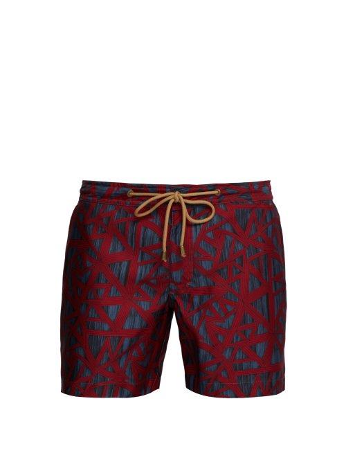Matchesfashion.com Thorsun - Shatter Print Titan Fit Swim Shorts - Mens - Red
