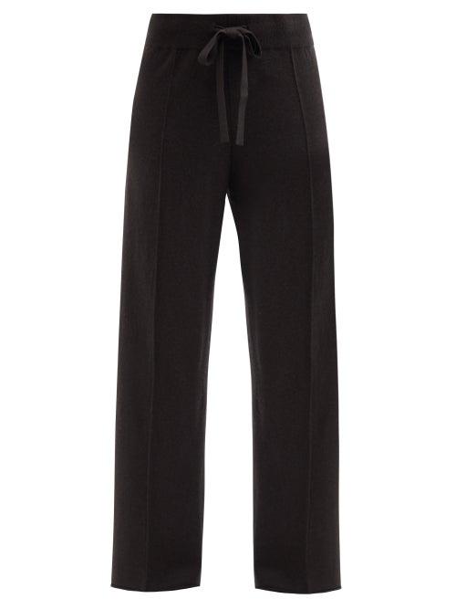 Allude - Wide-leg Wool-blend Trousers - Womens - Black