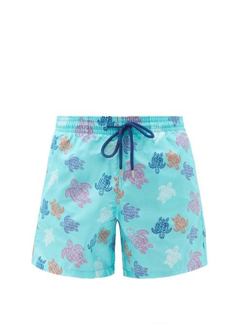 Matchesfashion.com Vilebrequin - Moorea Turtle-print Recycled-fibre Swim Shorts - Mens - Blue Multi