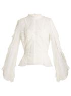 Jonathan Simkhai Bell-sleeved Layered-lace Blouse