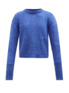 Ganni - Logo-embroidered Sweater - Womens - Blue