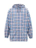 Matchesfashion.com Gucci - Logo Print Checked Hooded Jacket - Mens - Blue Multi