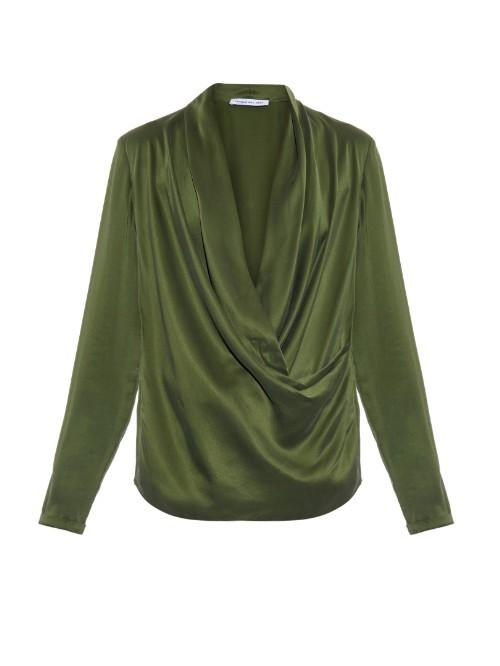 Camilla And Marc Submerge Satin Draped-front Silk Top
