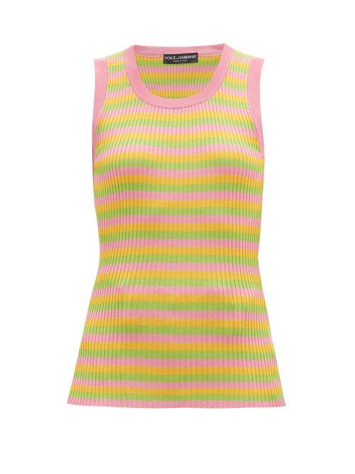 Matchesfashion.com Dolce & Gabbana - Striped Silk-jersey Tank Top - Womens - Multi