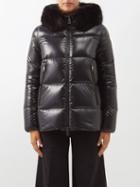 Moncler - Laiche Faux-fur Trimmed Hooded Down Coat - Womens - Black