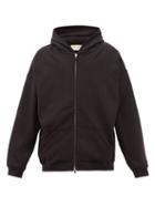 Matchesfashion.com Fear Of God - Logo Plaque Zip Through Cotton Hooded Sweatshirt - Mens - Black
