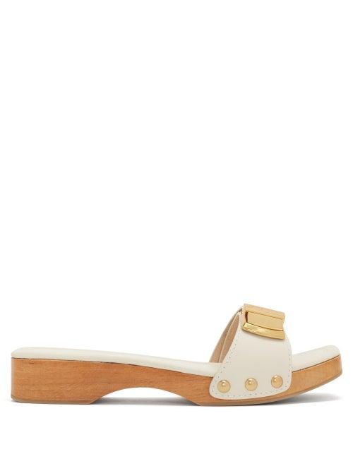 Matchesfashion.com Jacquemus - Tatanes Wooden-sole Leather Slides - Womens - White
