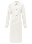 Matchesfashion.com Bottega Veneta - Point-collar Twill Shirt Dress - Womens - White