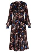 Matchesfashion.com Erdem - Carwen Tulip Meadow Print Velvet Dress - Womens - Burgundy Multi