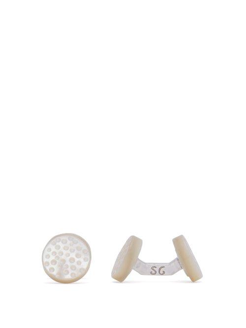 Matchesfashion.com Samuel Gassmann - Milky Way Mother Of Pearl Cufflinks - Mens - Silver