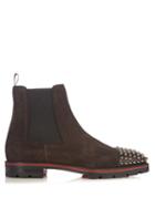 Christian Louboutin Melon Spike-embellished Suede Chelsea Boots
