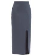 Matchesfashion.com Jil Sander - Front-slit Wool Midi Skirt - Womens - Dark Blue