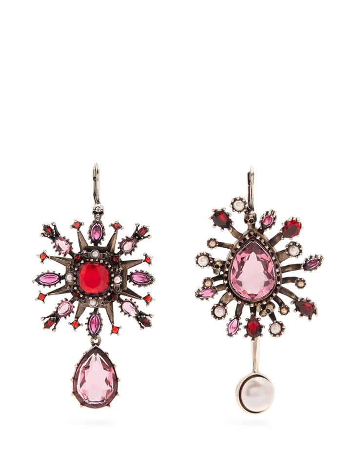 Alexander Mcqueen Crystal-embellished Asymmetric Earrings