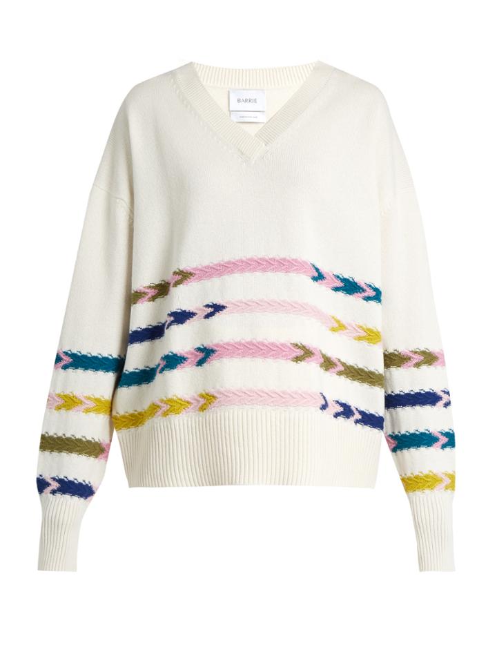 Barrie Summer Sailor V-neck Cashmere Sweater