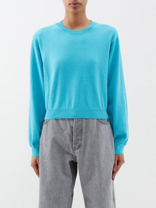The Elder Statesman - Nova Cashmere Cropped Sweater - Womens - Aqua