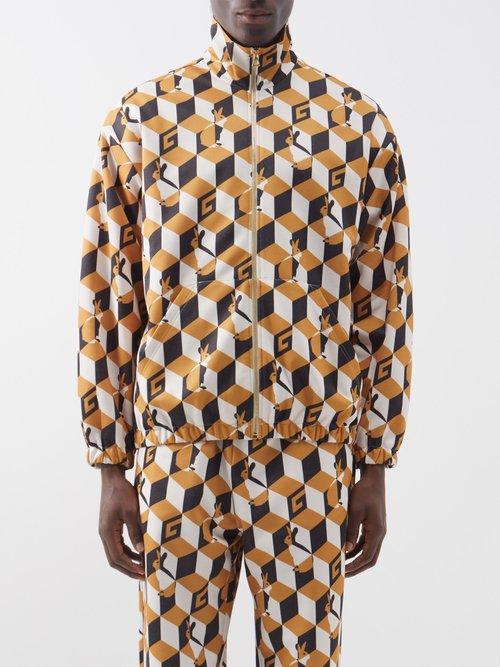 Gucci - Rabbit G-cube Printed Jersey Track Jacket - Mens - Black Tan