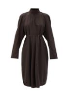 Matchesfashion.com Lemaire - High-neck Wool-blend Dress - Womens - Dark Brown