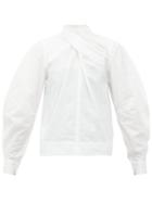 Matchesfashion.com Ganni - Twist-neck Cotton-poplin Blouse - Womens - White