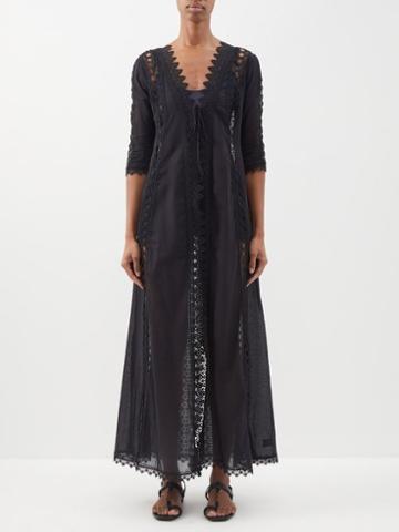Charo Ruiz - Ali Guipure-lace Cotton-blend Cover-up Dress - Womens - Black
