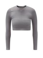 Matchesfashion.com Prism - Evoke Ribbed Stretch-jersey Cropped Top - Womens - Dark Grey