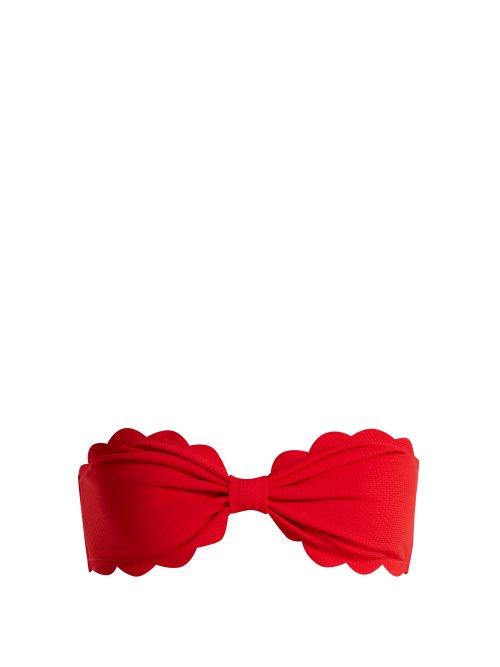 Matchesfashion.com Marysia - Antibes Scallop Edged Bandeau Bikini Top - Womens - Red