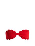 Matchesfashion.com Marysia - Antibes Scallop Edged Bandeau Bikini Top - Womens - Red