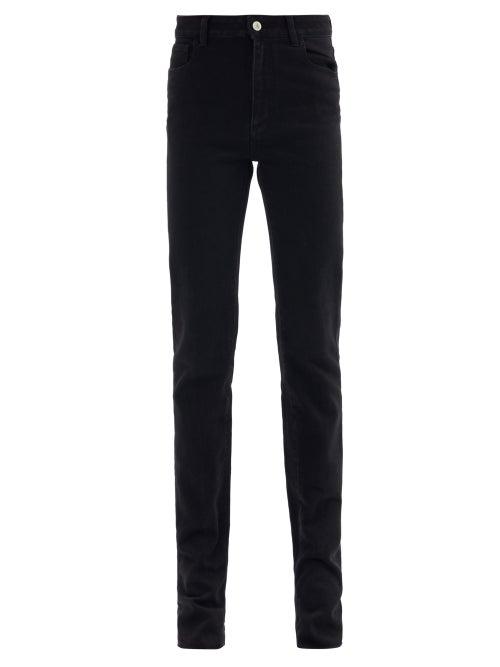 Matchesfashion.com The Attico - Longline Slim-leg Stretch-cotton Jeans - Womens - Black
