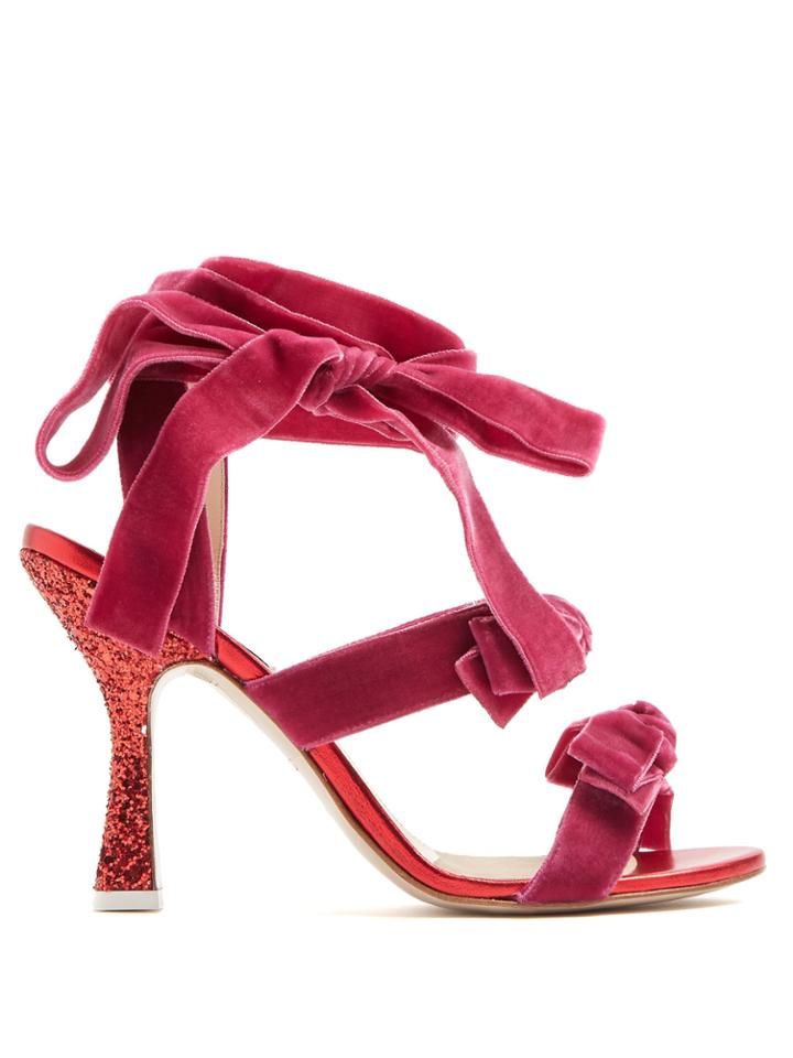 Attico Marla Wraparound Velvet Sandals