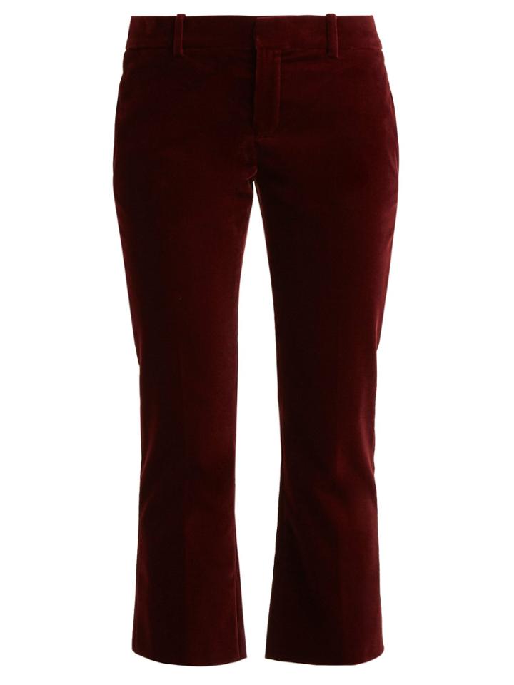 Saint Laurent Cropped Kick-flare Velvet Trousers