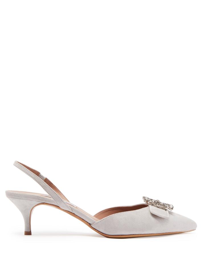 Tabitha Simmons Bells Slingback Kitten-heel Suede Pumps