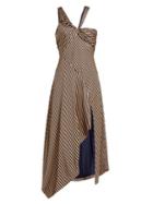 Matchesfashion.com Jonathan Simkhai - Asymmetric Striped Gown - Womens - Beige Navy