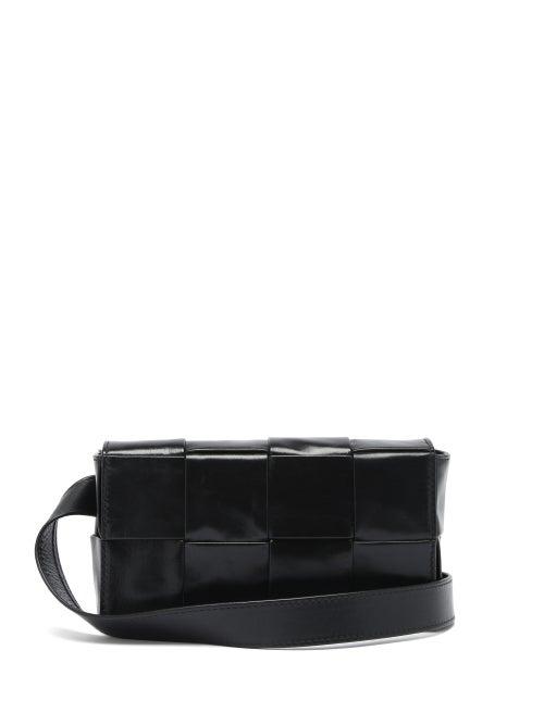 Matchesfashion.com Bottega Veneta - Cassette Intrecciato-leather Cross-body Bag - Mens - Black Silver