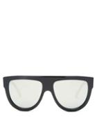 Matchesfashion.com Celine Eyewear - Mirrored Flat-top Acetate Sunglasses - Womens - Black