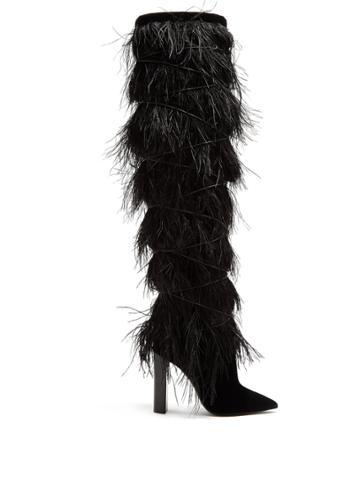Saint Laurent Yeti Feather-embellished Over-the-knee Boots