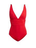 Matchesfashion.com Melissa Odabash - Panarea Ruched Swimsuit - Womens - Red