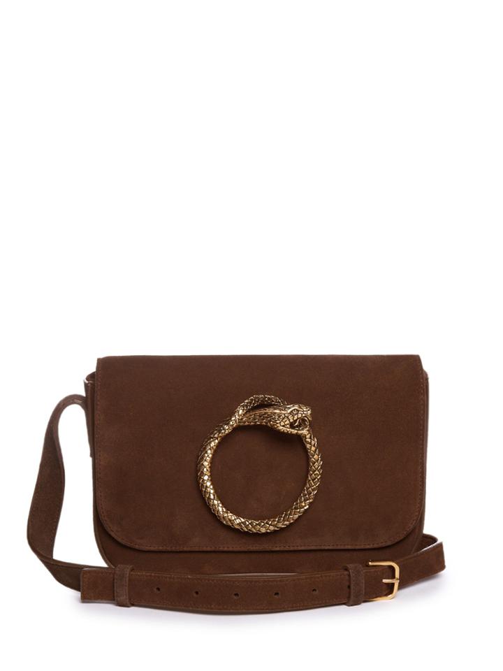 Saint Laurent Eddie Serpent Classic Suede Satchel Cross-body Bag