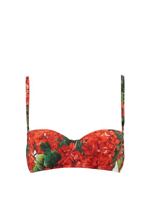 Matchesfashion.com Dolce & Gabbana - Portofino Floral Print Balconette Bikini Top - Womens - Red Print