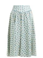 Matchesfashion.com Batsheva - Floral Print Cotton Knee Length Skirt - Womens - Cream Multi