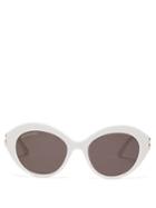 Matchesfashion.com Balenciaga - Dynasty Oval Acetate Sunglasses - Womens - White