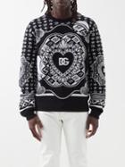 Dolce & Gabbana - Logo-jacquard Wool-blend Sweater - Mens - Black White