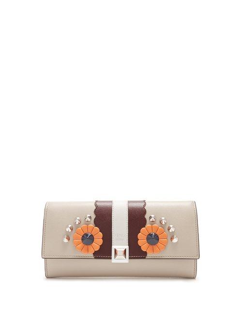 Matchesfashion.com Fendi - Hypnoteyes Embellished Leather Wallet - Womens - Grey Multi