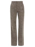 Chlo - Wool Blend-tweed Tailored Trousers - Womens - Grey Multi