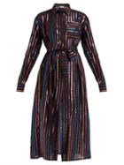 Matchesfashion.com Attico - Metallic Striped Fil Coup Shirtdress - Womens - Black Multi