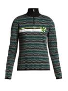 Matchesfashion.com Prada - Geometric Intarsia Knit Half Zip Sweater - Womens - Blue Multi
